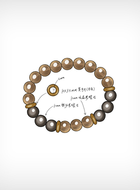 逸述原创黑曜石银曜石手串