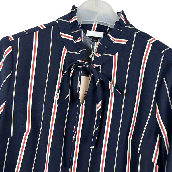 La series counter genuine ladies commuting stand-up collar vertical striped bow long-sleeved shirt for women spring and autumn 70011712