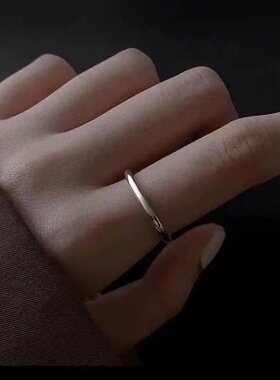素圈戒指女999镀纯银三生三世
