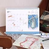 Корейская иллюстрация индиго Anne 2025 Двусторонняя раскраска A4 Большой настольный календарь План.