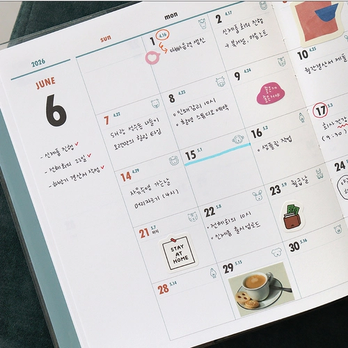 Корейский индиго, простой график зодиака 2026 года, план на эту неделю, резиновый рукав, ручной счет, восьмиточечная горизонтальная линия, блокнот