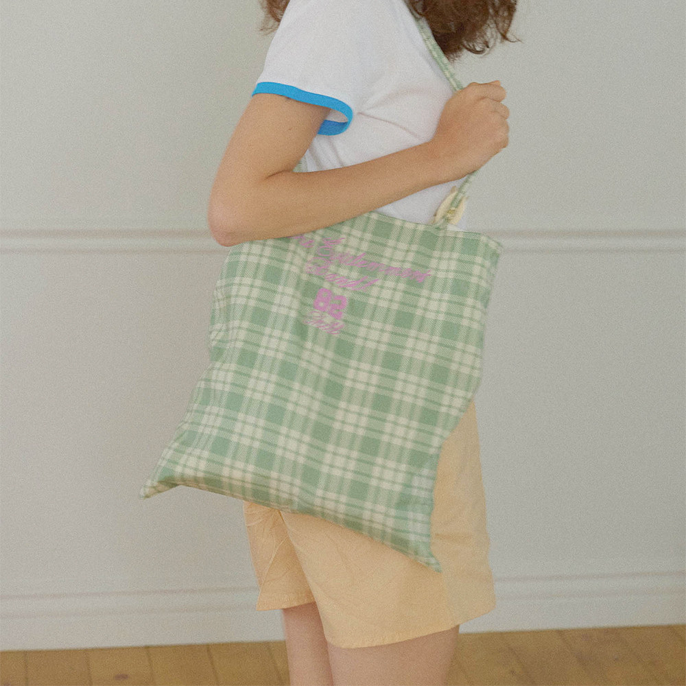 韩国HOTEL 827小清新复古格纹手提单肩包百搭通勤收纳包环保袋ins,淘宝优惠券,粉丝福利购,淘宝优惠卷