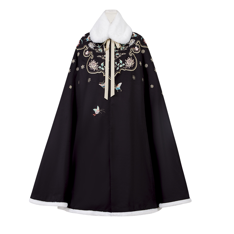重回汉唐旗舰店重回汉唐念春归汉服女正品原创绣花重工刺绣加绒加厚披风斗篷冬款3