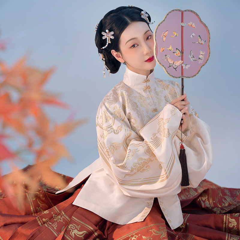 重回汉唐旗舰店重回汉唐凤鸾歌原创正品织金立领明制袄裙马面裙汉服女中国风春季1