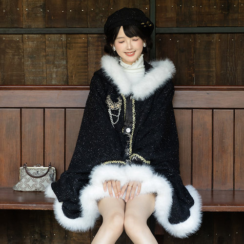 【重回汉唐鎏金月华】正品原创改良连帽斗篷汉服女款冬装汉洋折衷 - 图0