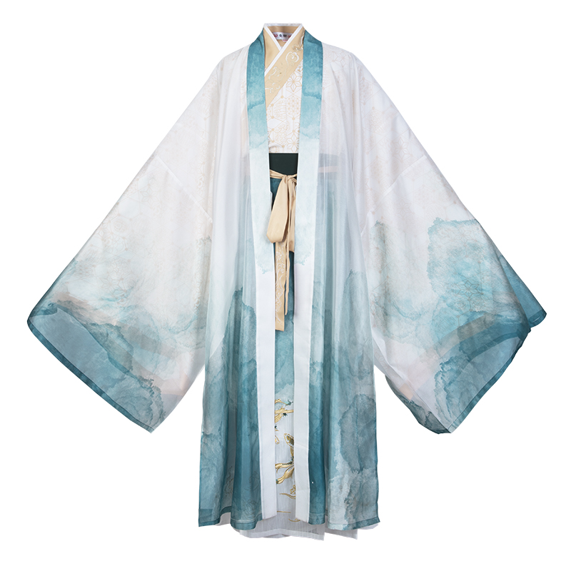 重回汉唐旗舰店重回汉唐x梦幻西游三维版联名款小仙龟 原创中国风长衫绣花汉服男3