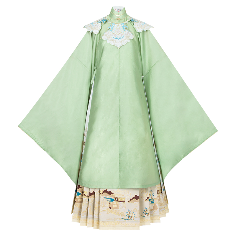 重回汉唐旗舰店重回汉唐望海潮汉服女正品原创明制马面裙立领对襟长衫云肩飘带3