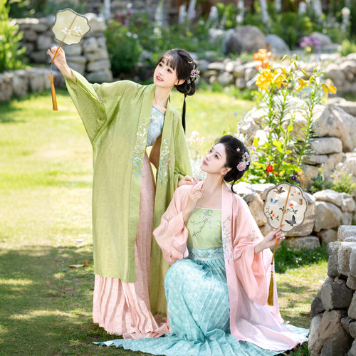 【重回汉唐几许芳华】改良吊带对襟长衫齐腰褶裙宋制汉服女款成人 - 图0