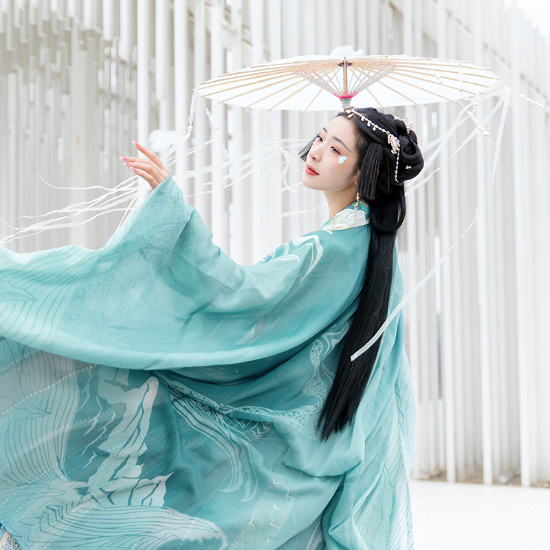 重回汉唐旗舰店重回汉唐济沧海唐制原创汉服女对襟衫齐胸褶裙中国风日常夏季薄款1