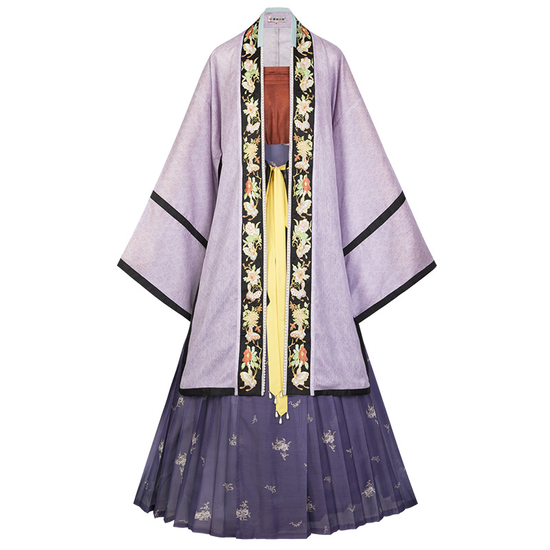 重回汉唐旗舰店重回汉唐花泛影宋制对襟衫长褙子百迭裙套装传统原创汉服女夏季3