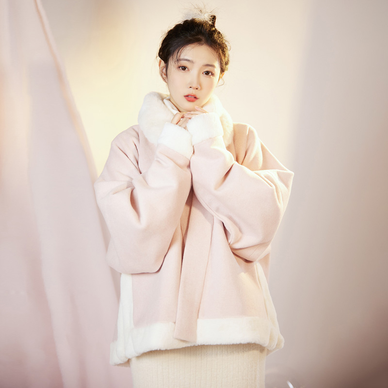 重回汉唐旗舰店重回汉唐月边娇原创宋制改良汉元素直领对襟袄加厚上衣汉服女冬季1