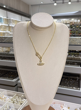 新款西太后土星珍珠项链女款别针立体星球颈链毛衣链锁骨链