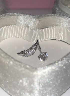 绝美天使羽翼耳骨钉钛钢百搭小众独特天使翅膀缠绕闪钻耳钉耳环女