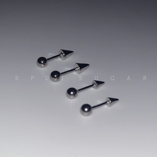 圆球锥形铆钉小恶魔耳骨钉s925纯银尖头朋克风拧螺丝耳廓钉软骨钉 - 图0