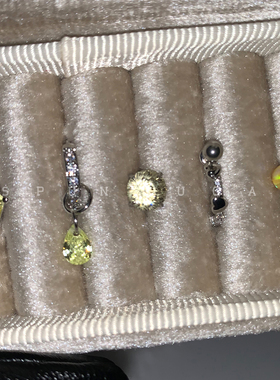 超闪黄色烟花锆石耳钉睡觉免摘钛钢澳宝耳骨钉耳蜗钉水滴耳圈耳环