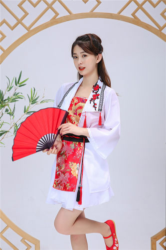 古装COS服SING女团寄明月红昭愿同款扇子舞蹈演出服装改良汉服女 - 图3