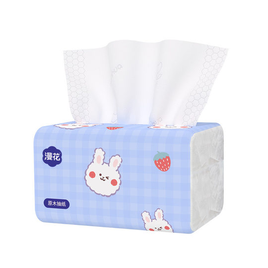 漫花320张/包萌趣小兔抽纸实惠装整箱批宿舍家用餐巾面巾纸卫生纸