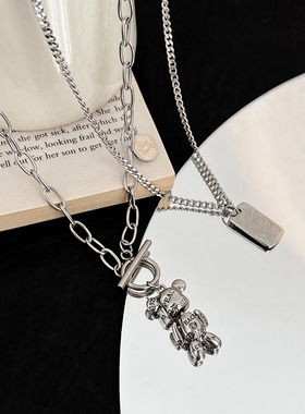 气质叠戴小熊项链2024新款