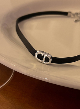 气质金属字母项链皮颈链项圈