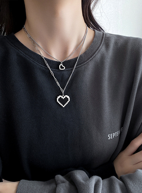 ins冷淡风黑色爱心项链
