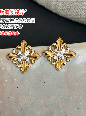 高级鸢尾花女士耳环时尚小众独特