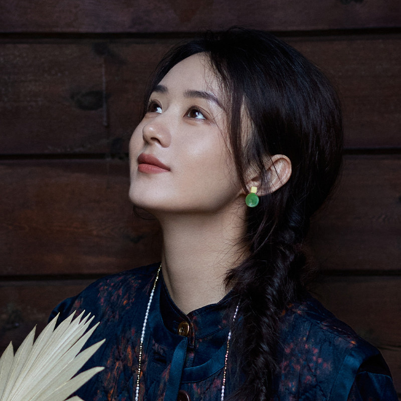 国风绿色耳钉女款新中式高级感旗袍马面裙耳环古风清冷感耳坠耳饰,淘宝优惠券,粉丝福利购,淘宝优惠卷