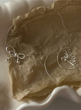 安小柏◆通体925纯银韩国蝴蝶结打结项链女小众设计简约精致甜美