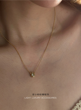 安小柏 高保色！通勤百搭夏日极简法式轻奢5A级锆石单钻水滴项链