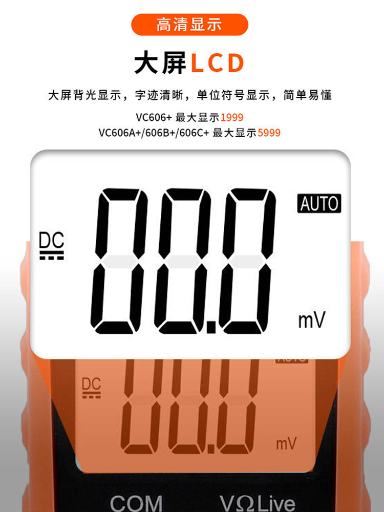 胜利钳形万用表VC606B/C钳形表数字电流表高精度钳流表钳型多功能 - 图0