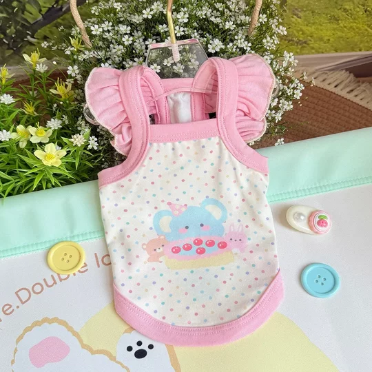 宠物狗狗猫咪衣服夏季可爱卡通印花背心比熊泰迪小型幼犬吊带服装