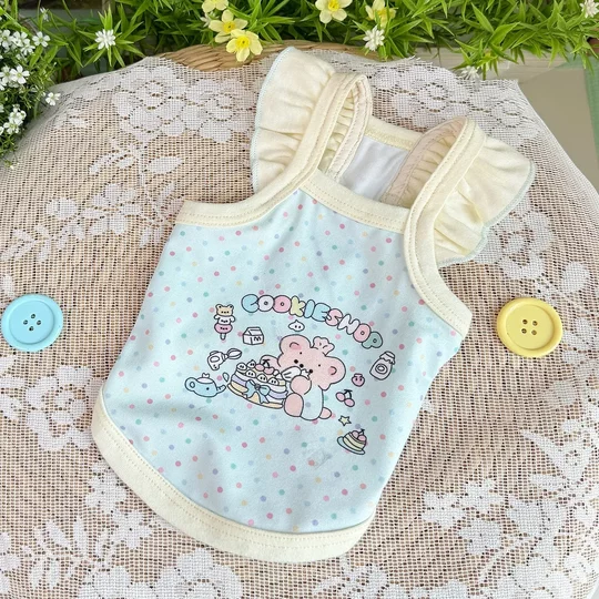 宠物狗狗猫咪衣服夏季可爱卡通印花背心比熊泰迪小型幼犬吊带服装