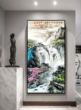 风景入户玄关竖版挂画走廊壁画