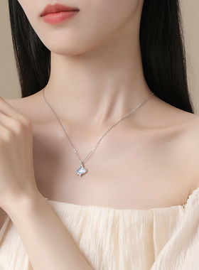 原创925纯银星光小杏运项链女高级感百搭时尚ins锁骨链月光石吊