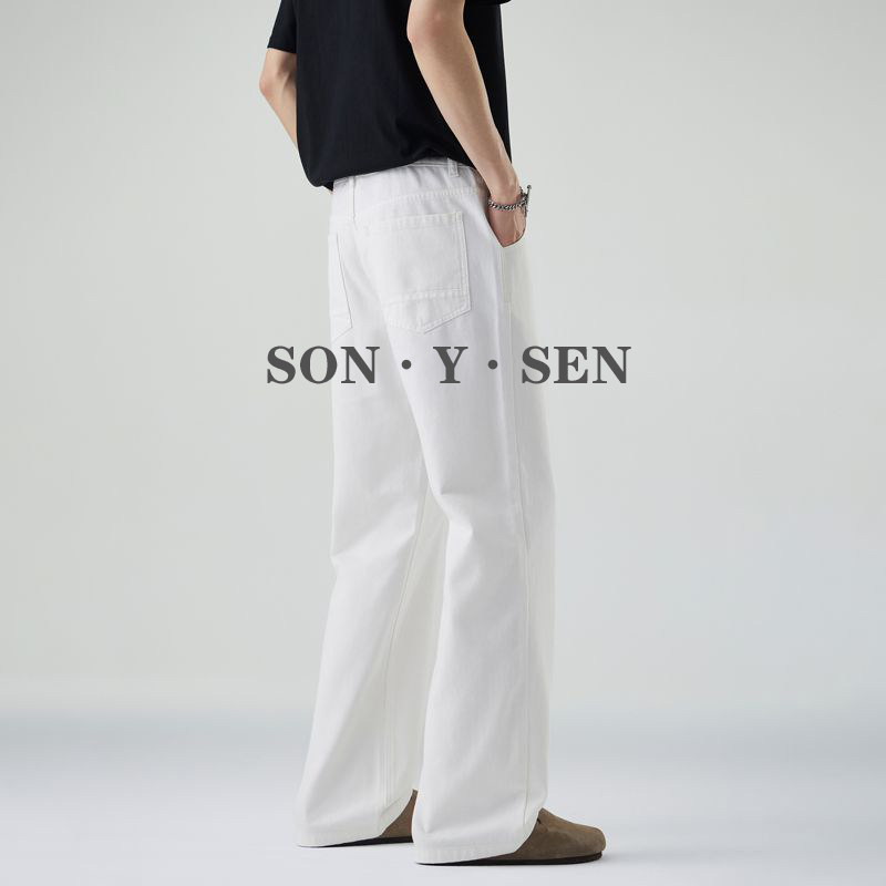 cleanfit白色牛仔裤男微喇裤美式潮牌三防赛络纺宽松直筒阔腿长裤,淘宝优惠券,粉丝福利购,淘宝优惠卷