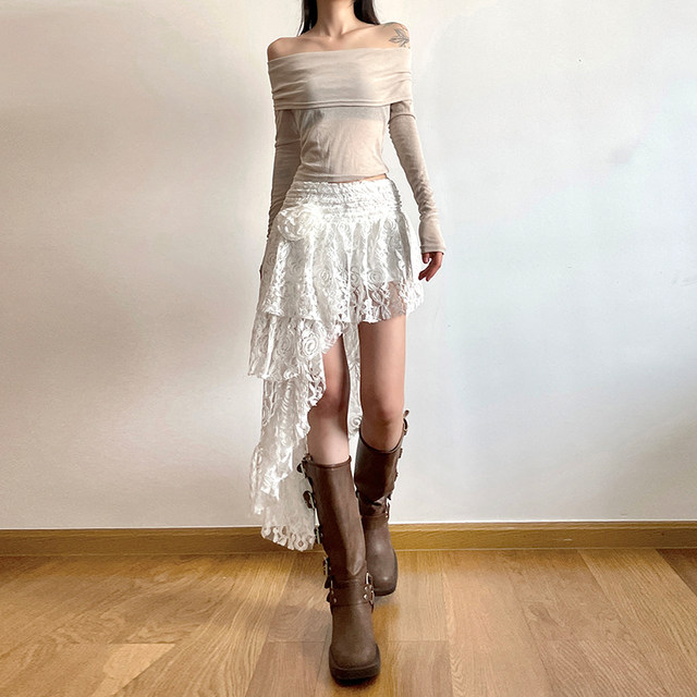 # Never fade three-dimensional rose lace skirt