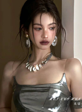 美诺婚饰欧美金属椭圆礼服配饰