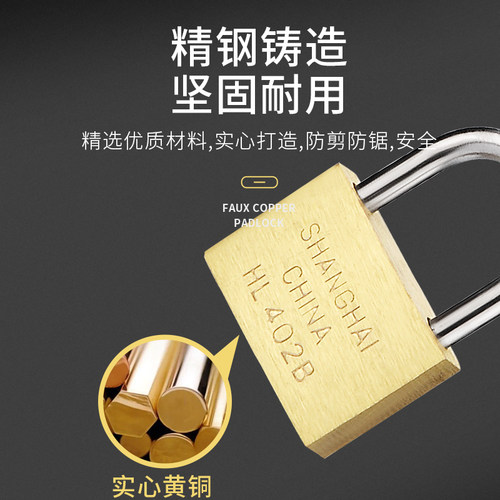 地球全铜加长挂锁柜子门锁防盗小锁头通开通用挂锁箱包锁电力锁 - 图1