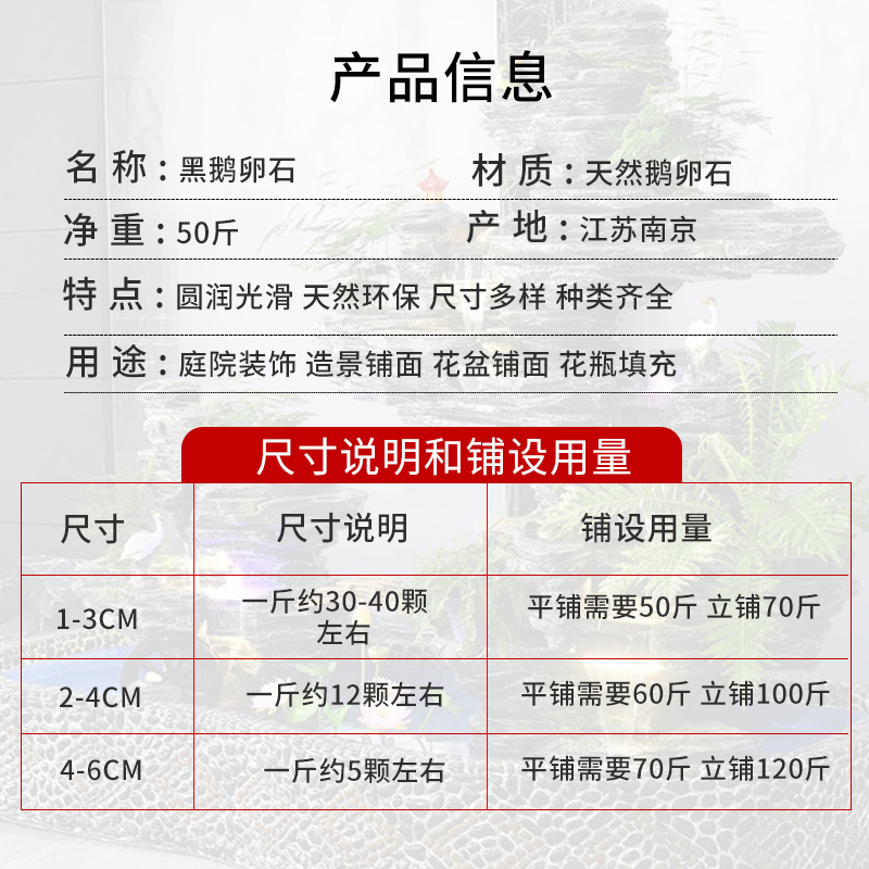 50斤黑色鹅卵石庭院园林造景铺路铺地大小石头天然雨花石原石黑石 - 图2