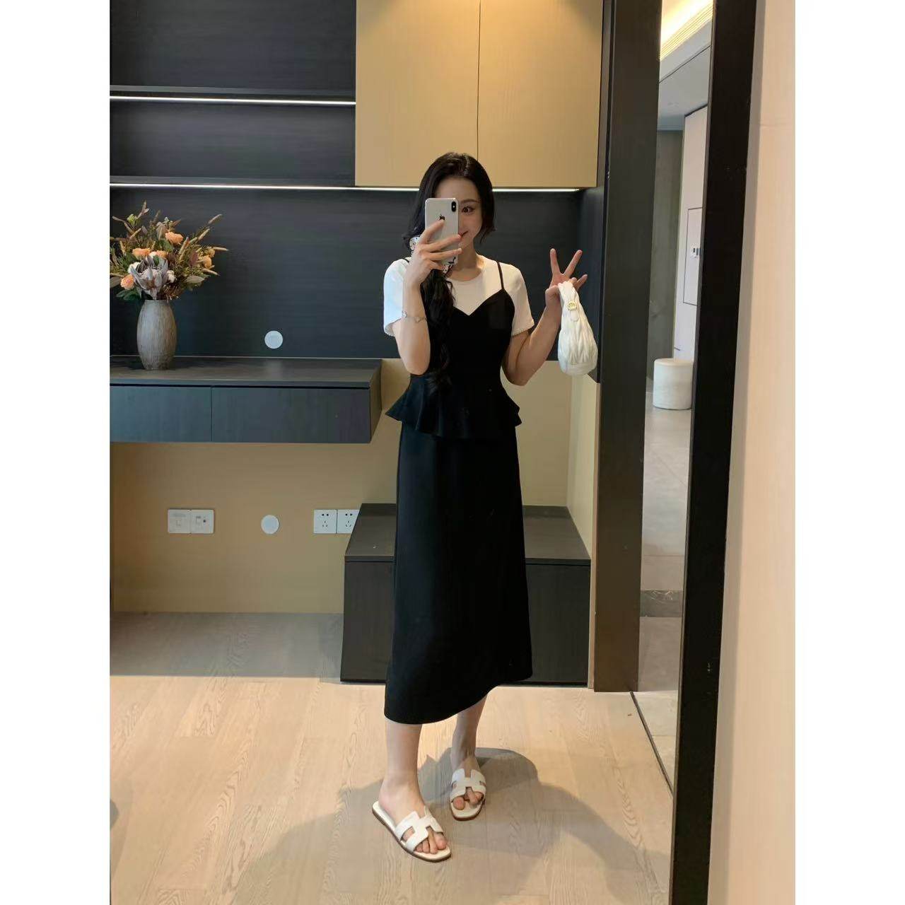 XINYI【韩系姐姐】夏季简约T恤女+吊带连衣裙显瘦套装X625A07068,淘宝优惠券,粉丝福利购,淘宝优惠卷