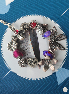 原创手链纯银diy串珠做旧