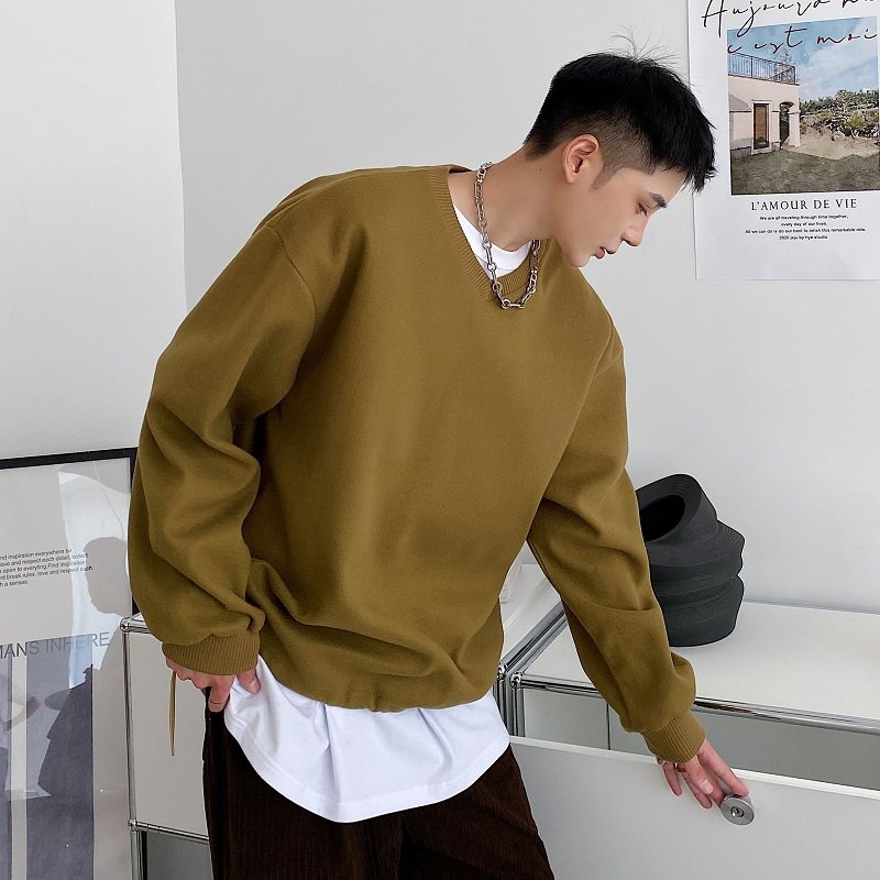秋冬复古毛呢马甲男搭配卫衣两件套韩版潮流时髦高级感外套发型师