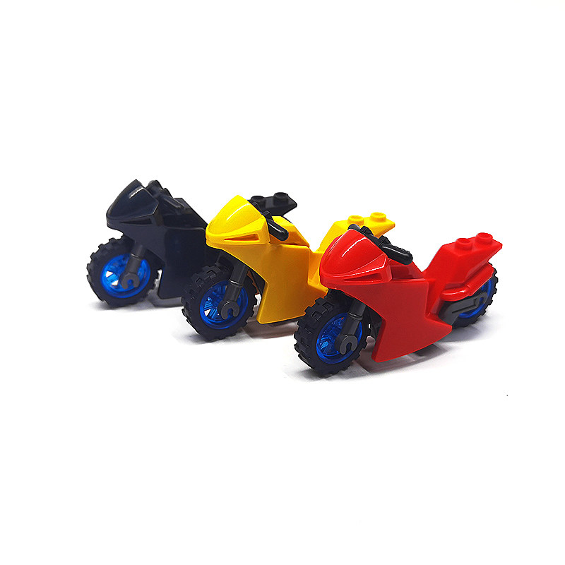 小颗粒积木MOC越野摩托车创意拼插装人仔座驾小绵羊电动机车玩具 - 图2