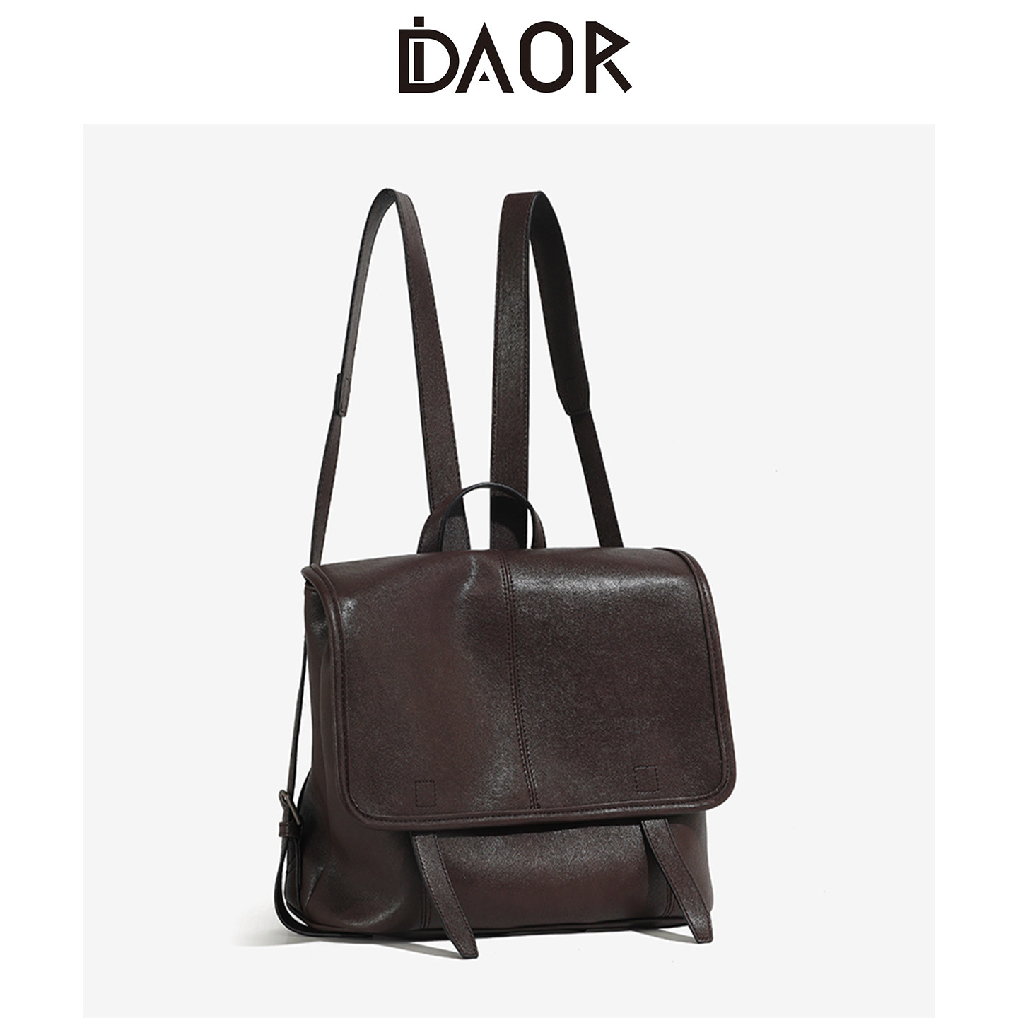 DAOR植鞣羊皮信使系列双肩包女2025新款真皮上班通勤休闲电脑背包 - 图0