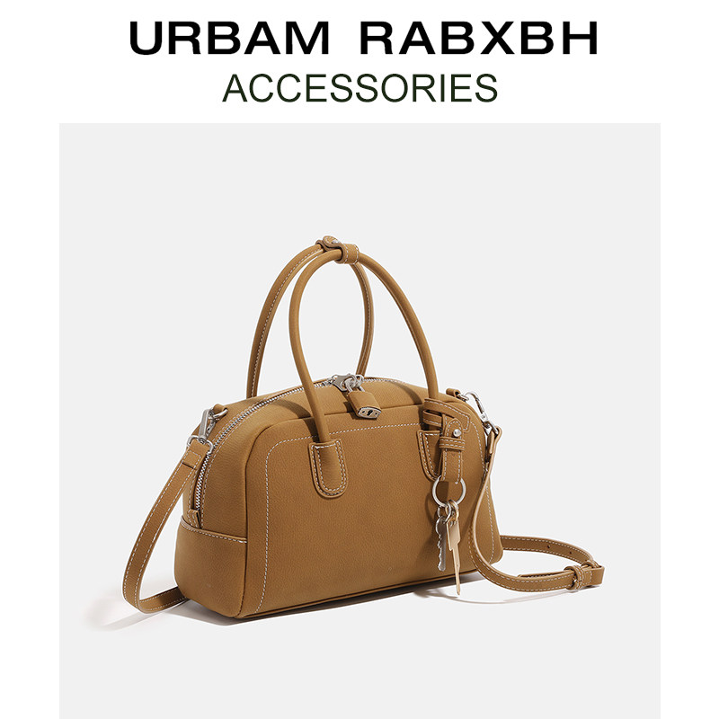 头层牛皮波士顿包女2025春季新款真皮复古单肩斜挎包手提保龄球包,淘宝优惠券,粉丝福利购,淘宝优惠卷