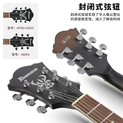 Ibanez官方旗舰店爱宾斯依班娜AM53/AF55/AS53爵士JAZZ空心电吉他 - 图0