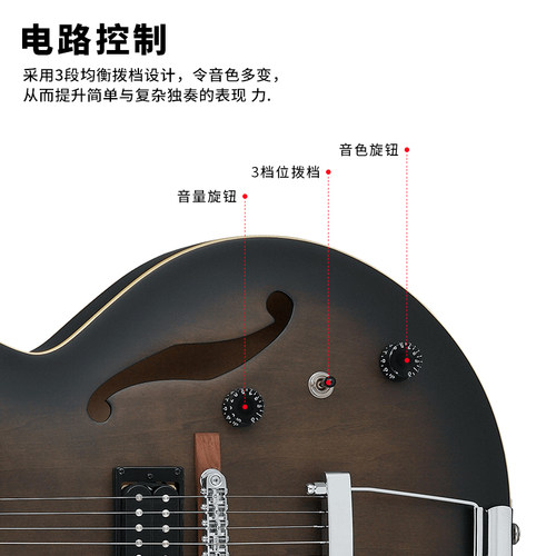 Ibanez官方旗舰店爱宾斯依班娜AM53/AF55/AS53爵士JAZZ空心电吉他 - 图3