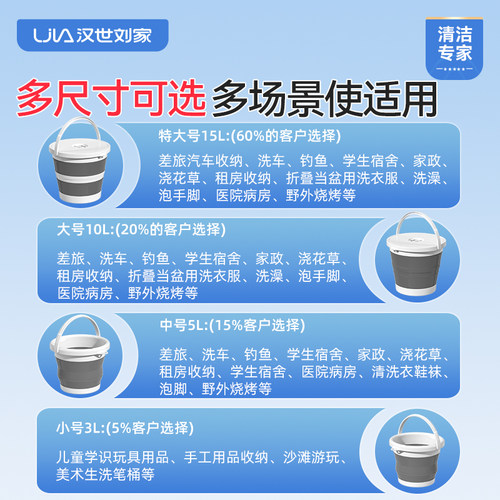 汉世刘家可折叠水桶家用大容量加厚手提桶便携户外垂钓洗车塑料桶 - 图3