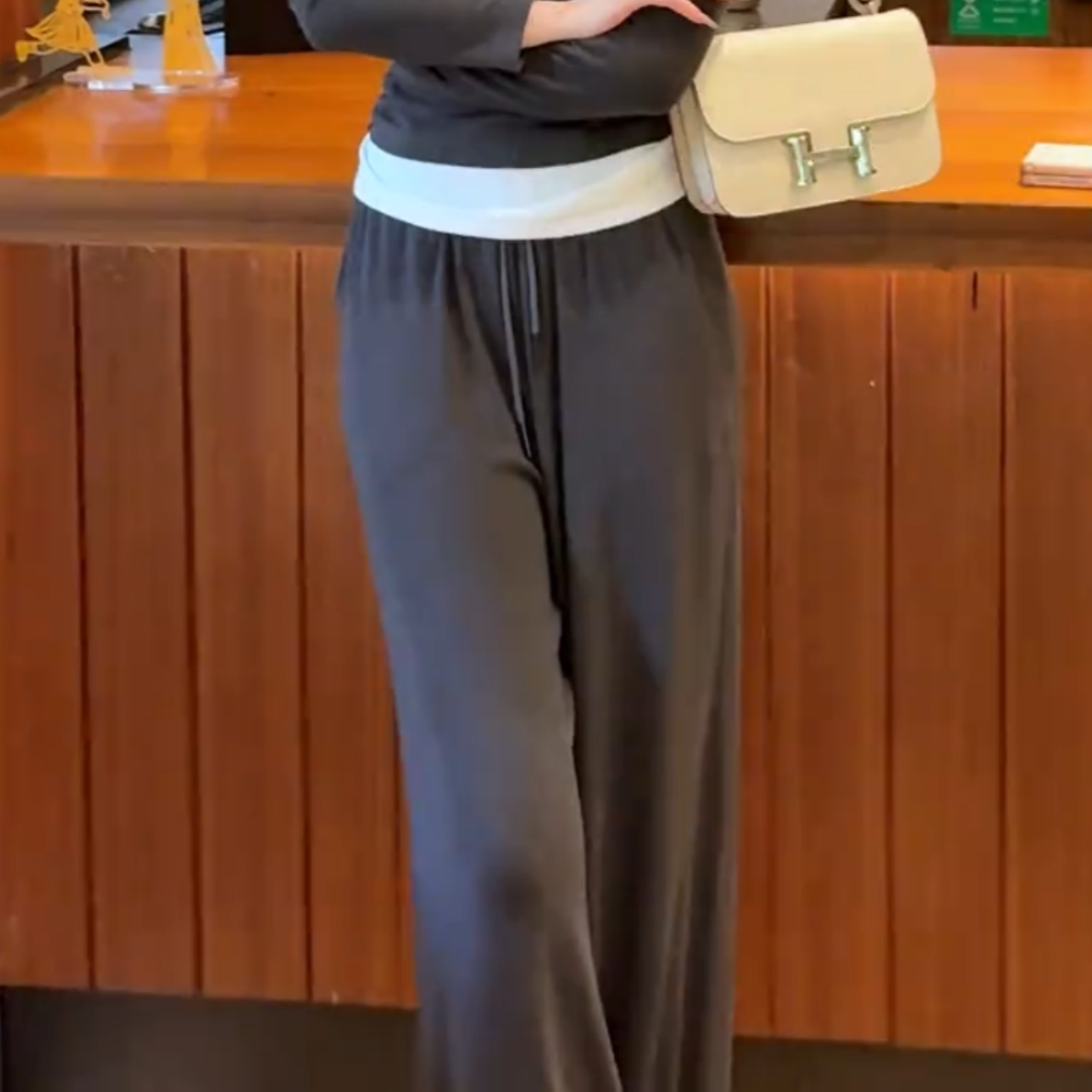 运动风灰色显瘦抽绳弹力窄版卫裤女春夏高腰百搭舒适垂感休闲裤子,淘宝优惠券,粉丝福利购,淘宝优惠卷