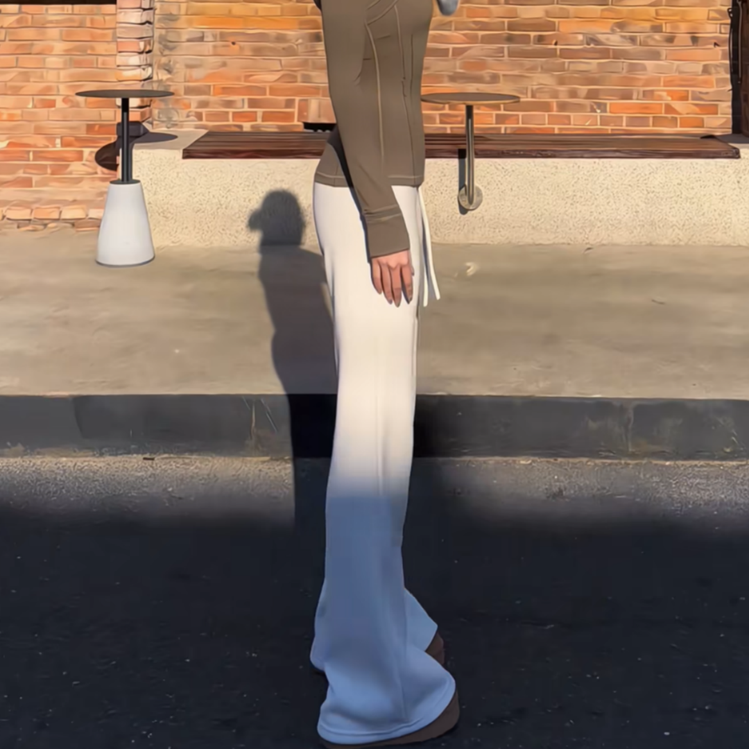 米白色显瘦修身松紧腰抽绳直筒微喇裤春秋时尚百搭舒适垂感休闲裤,淘宝优惠券,粉丝福利购,淘宝优惠卷