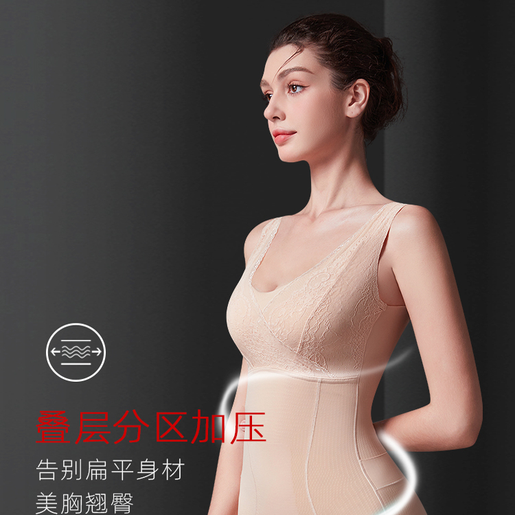 猫人连体衣女收腹塑形免穿内衣裤提臀束腰产后塑身蕾丝体雕束身衣 - 图0
